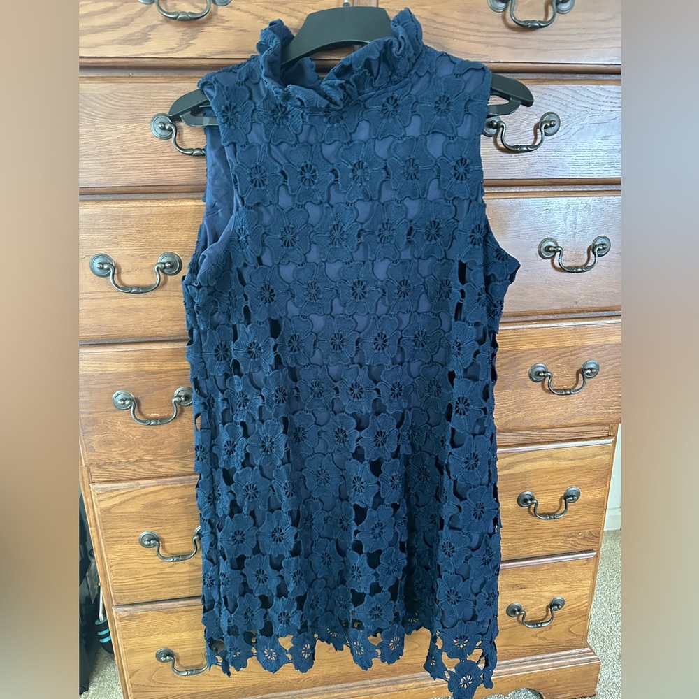 Umgee Navy Floral Lace Sleeveless Dress NWT
